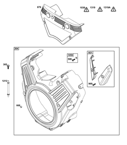Blower Housing Group Diagram and Parts List for 613477-0269-J1 400000 - 699999 Briggs and Stratton Engine